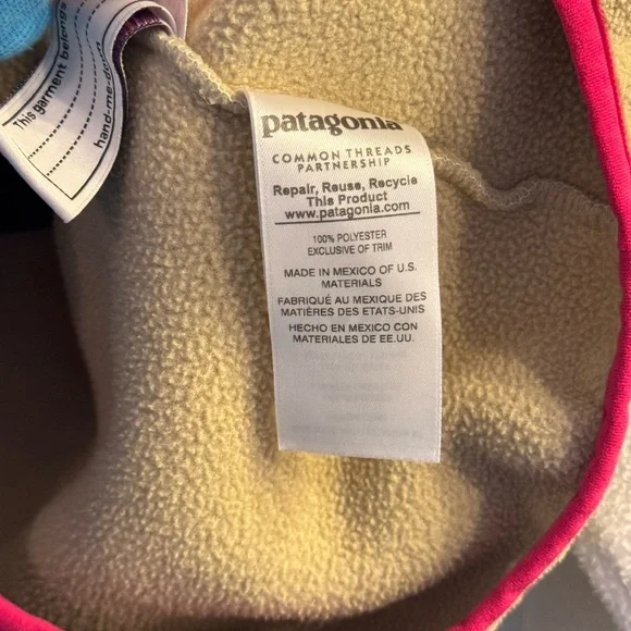 Patagonia Lightweight Synchilla Snap-T Pullover Pink Tan Colorblock Large 12